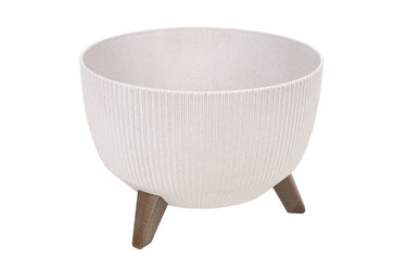 Cofan – Maceta Decorativa Blanca con Patas Desmontables | Diseño Rayado | Resistente a UV | Varias Medidas
